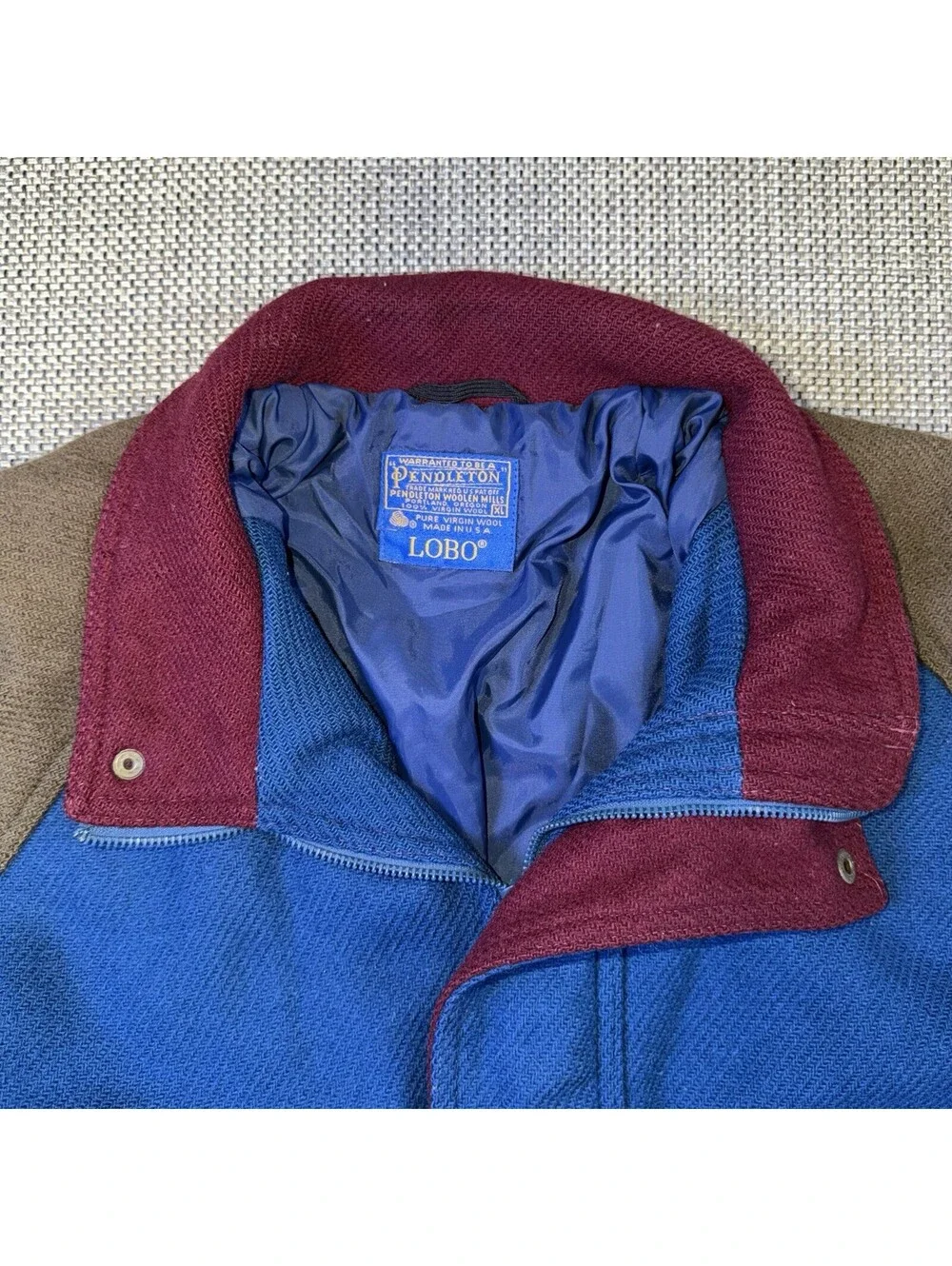 Vintage Pendleton Lobo Wool Bomber Jacket Mens XL Blue Brown Vintage Thinsulate